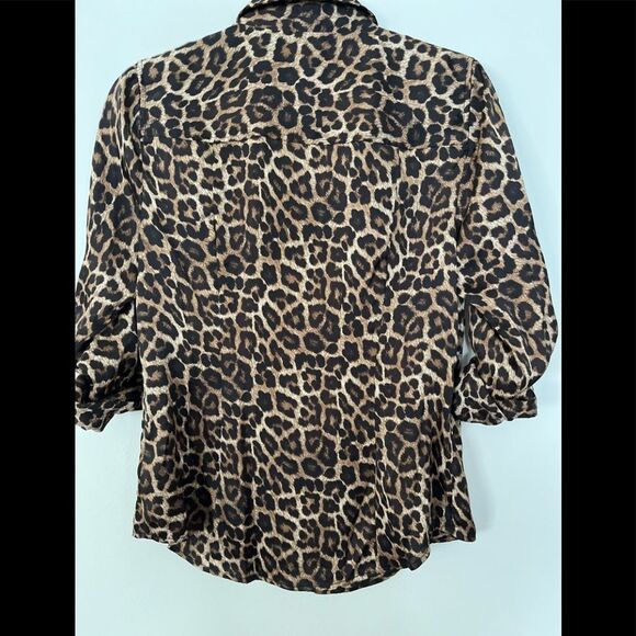 Michael Kors leopard print full zipper blouse/cardigan, excellent condition, S - Picture 8 of 11